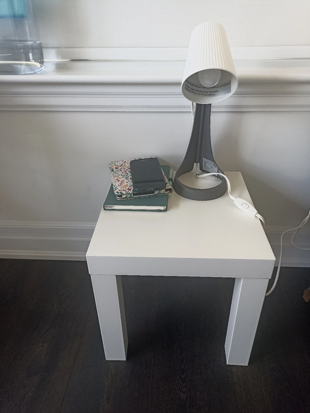 White IKEA Side Table with lamp and bulb - photo 2