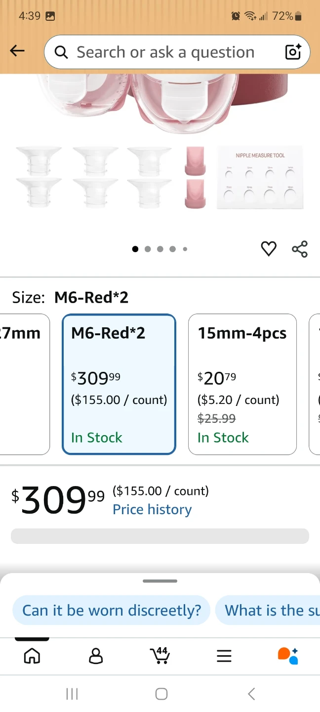 Momcozy M6 Hands-Free Wearable Breast Pump - Red, 2 Pack - photo 4