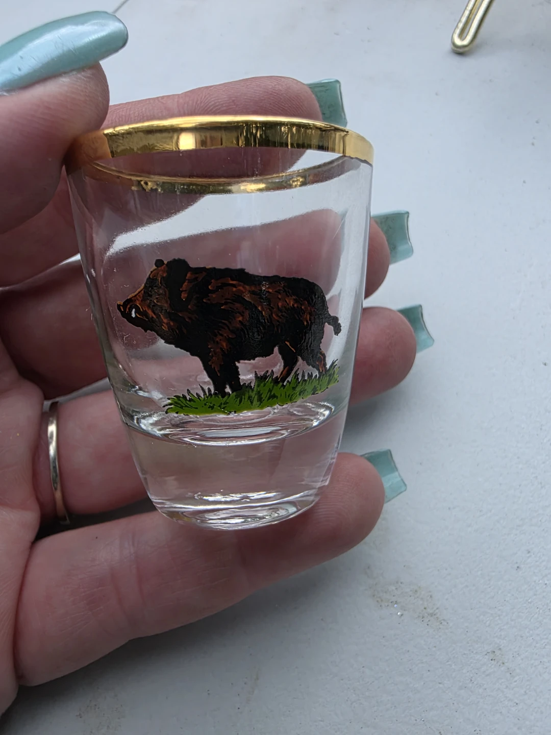 Vintage Shot Glass Set with Caddy - Animal Graphics - photo 5