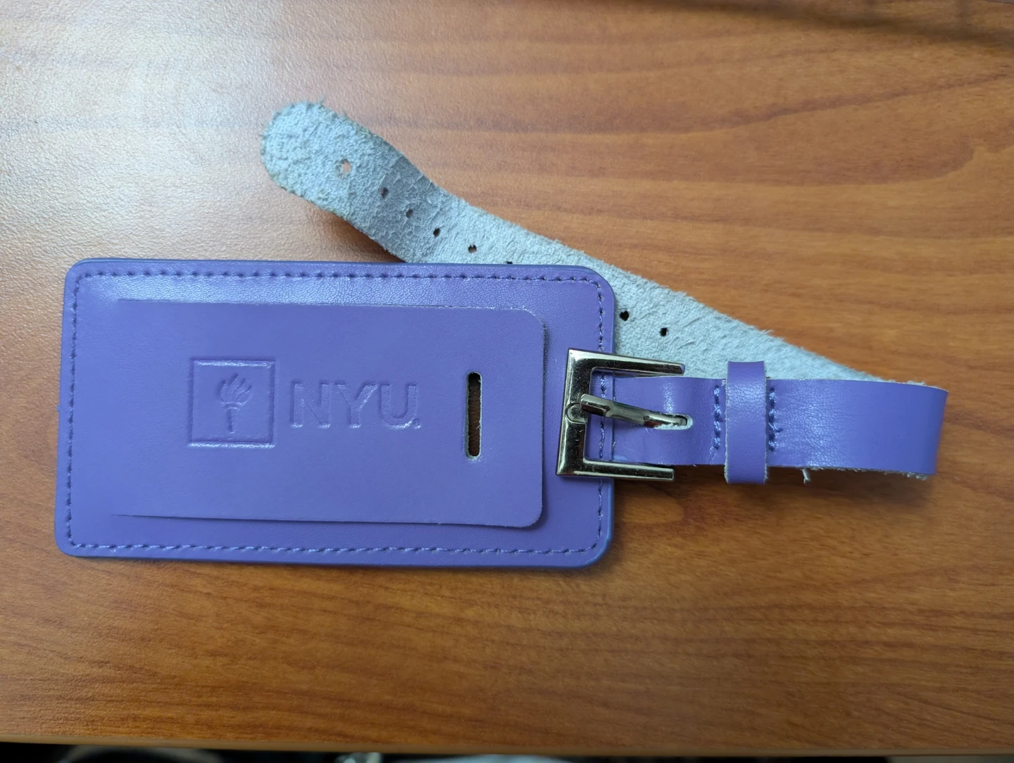 Purple NYU New York University Luggage Tag identity tag
