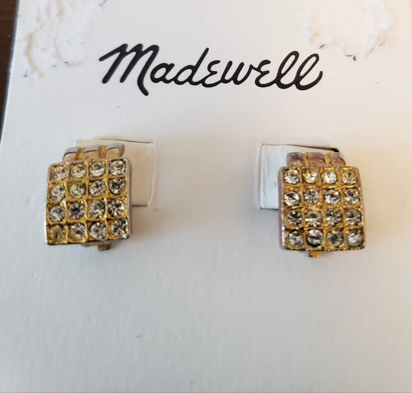 Vintage Madewell Square Crystal Clip-On Earrings