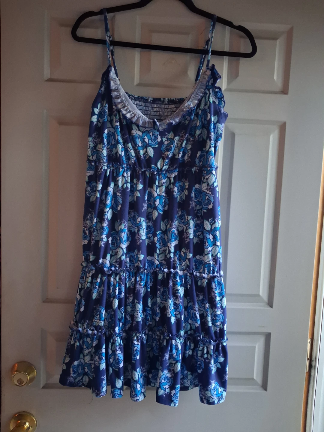Blue Floral Tiered Dress