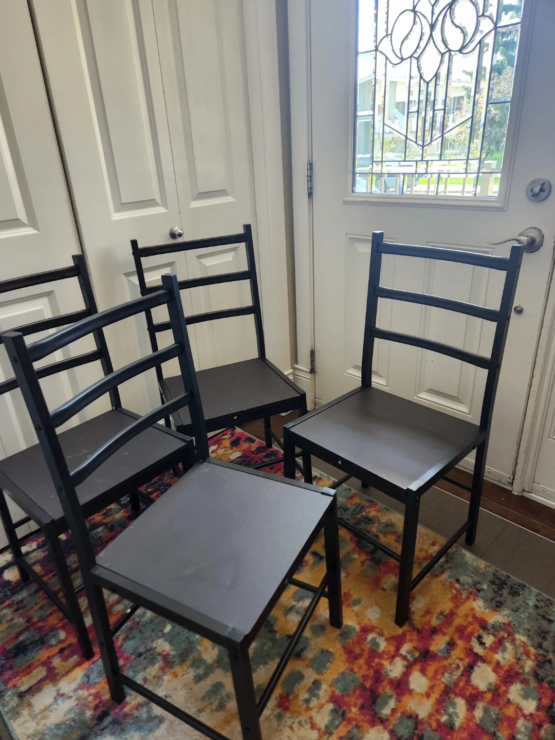 Set of 4 Black Metal Dining Chairs - photo 3