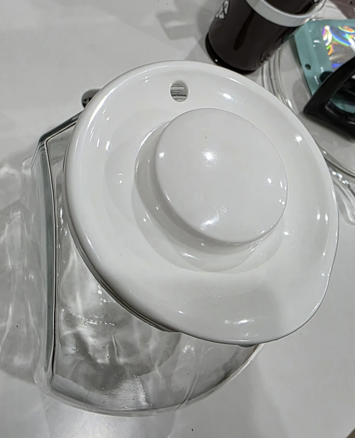 Vintage Glass Pitcher with White Lid - photo 3