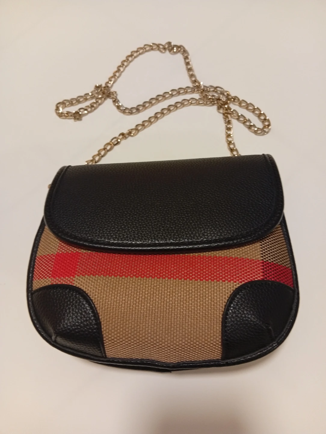 Black and Plaid Crossbody Bag