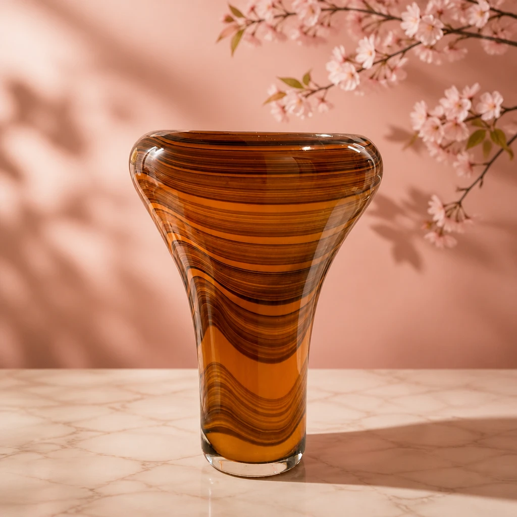 Teleflora Autumn Swirl Art Glass Vase - 12.5"