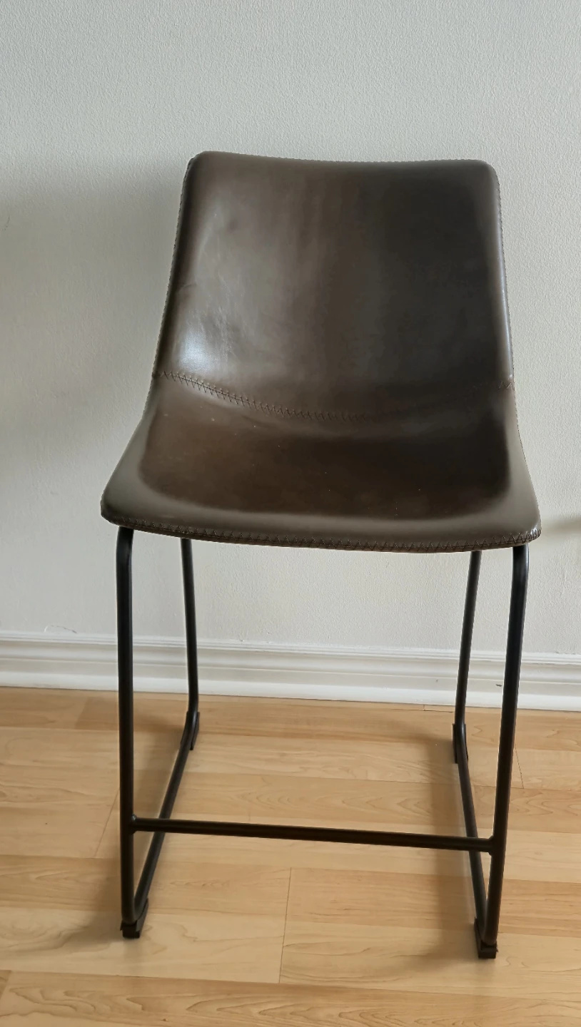 Set of 2 Brown Faux Leather Counter Stools