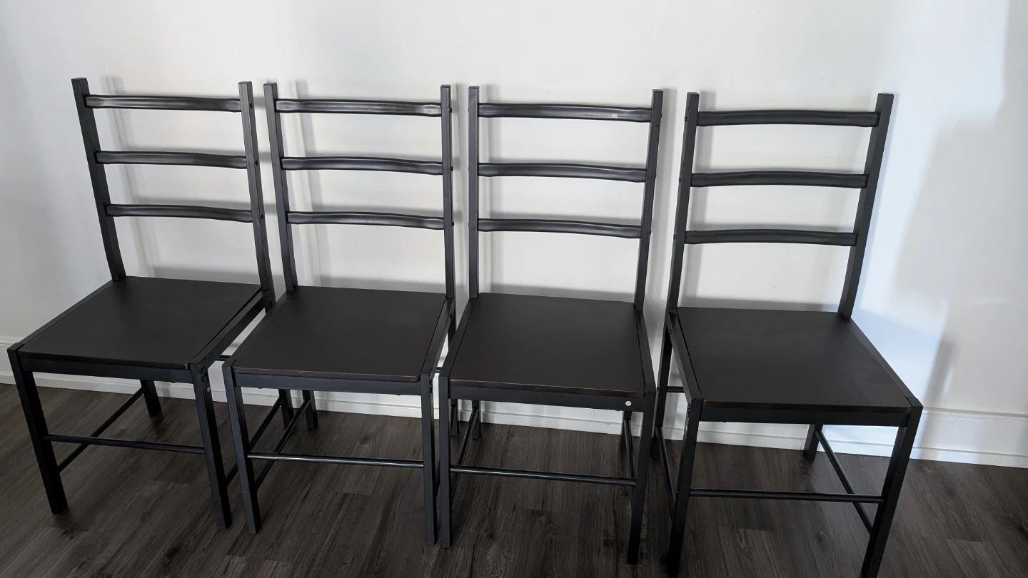 Immediate moving/Set of 4 Black Ladder Back Dining Chairs