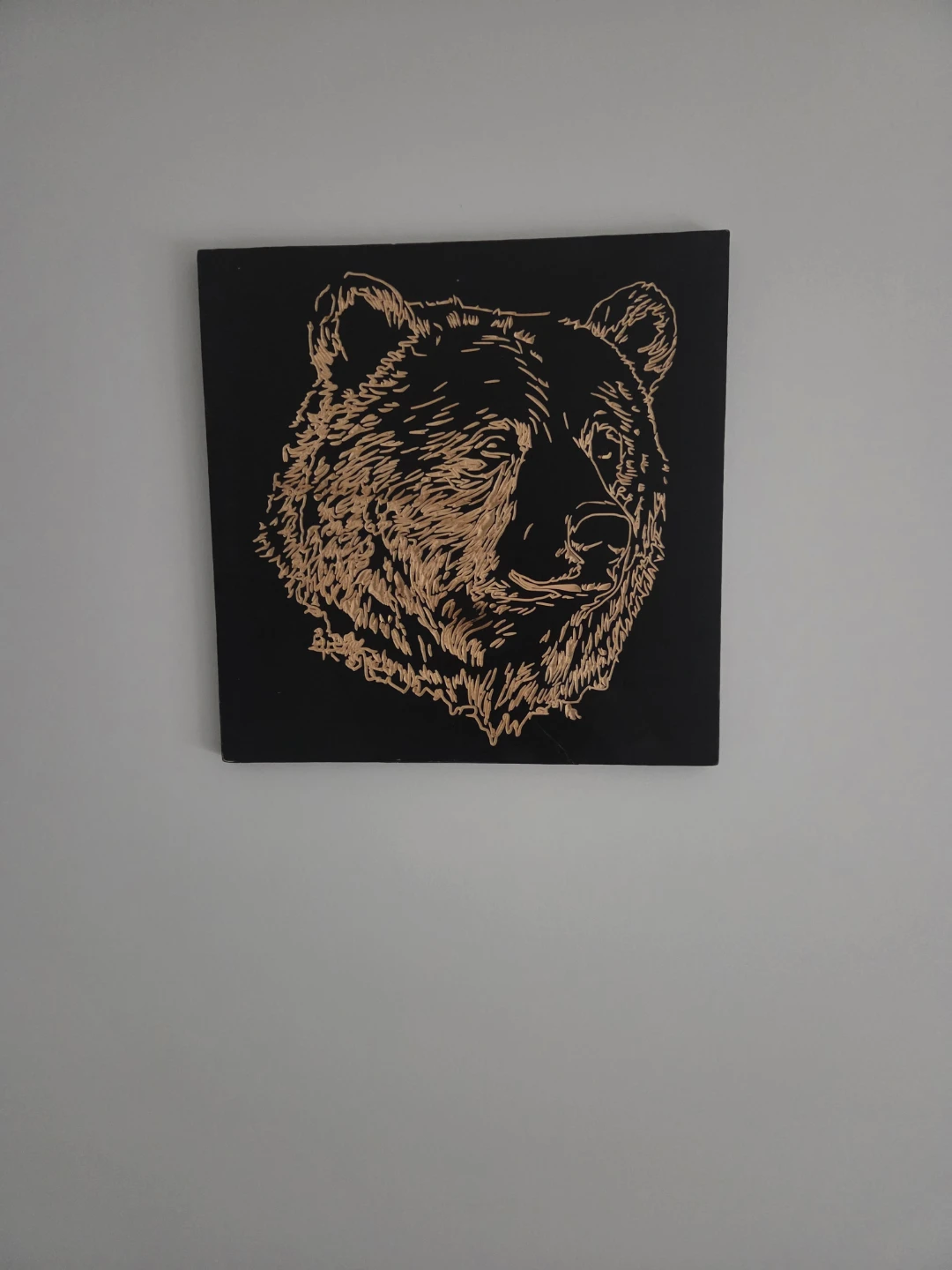 Black Canvas Wall Art with Bear Design