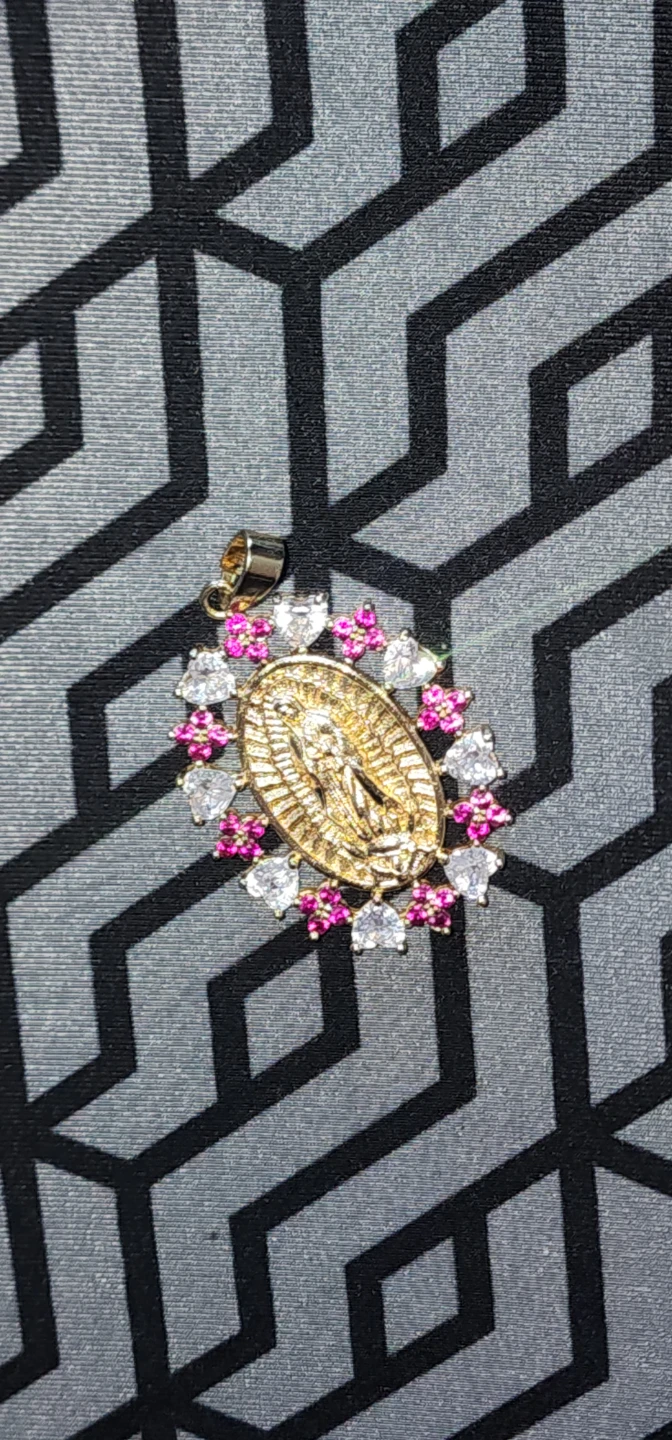 Gold plated Virgin Mary Pendant with Rhinestones - photo 4