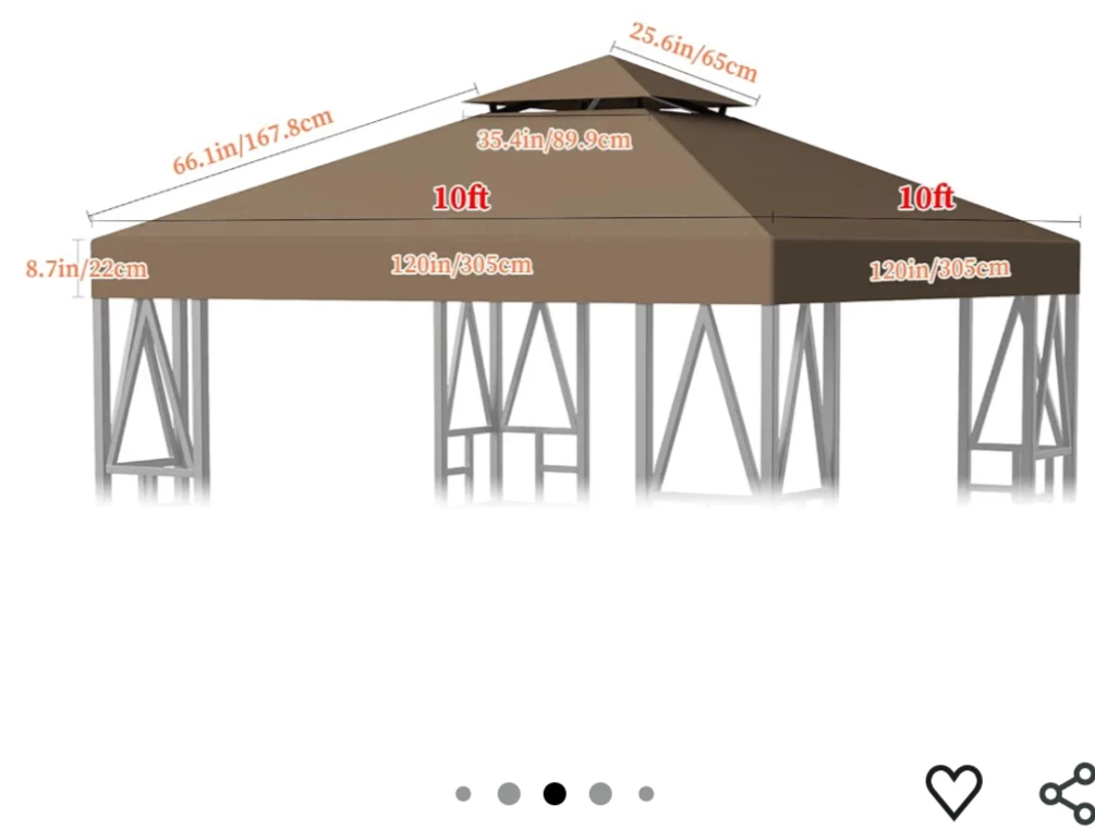 10x10 Gazebo Canopy Replacement Top Cover - Coffee - photo 2