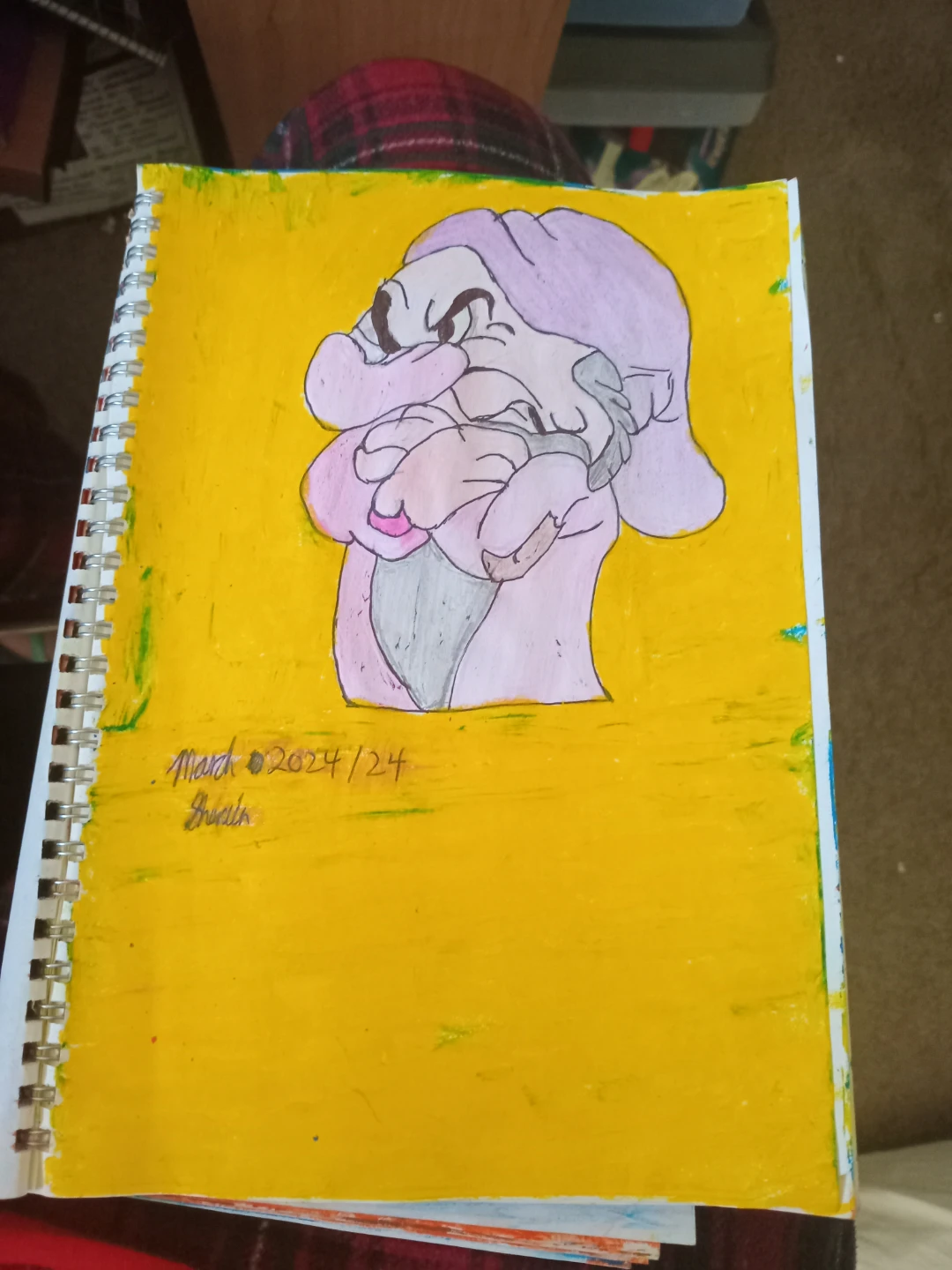 YELLOW BACKGROUND GRUMPY  DRAWING ILLUSTRATION - photo 4