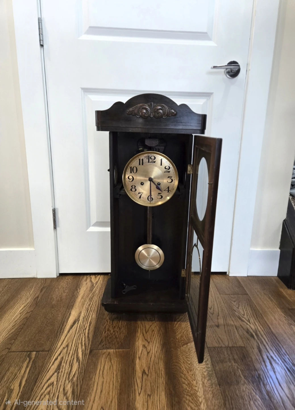 Antique Wood Wall Clock with Pendulum - photo 2