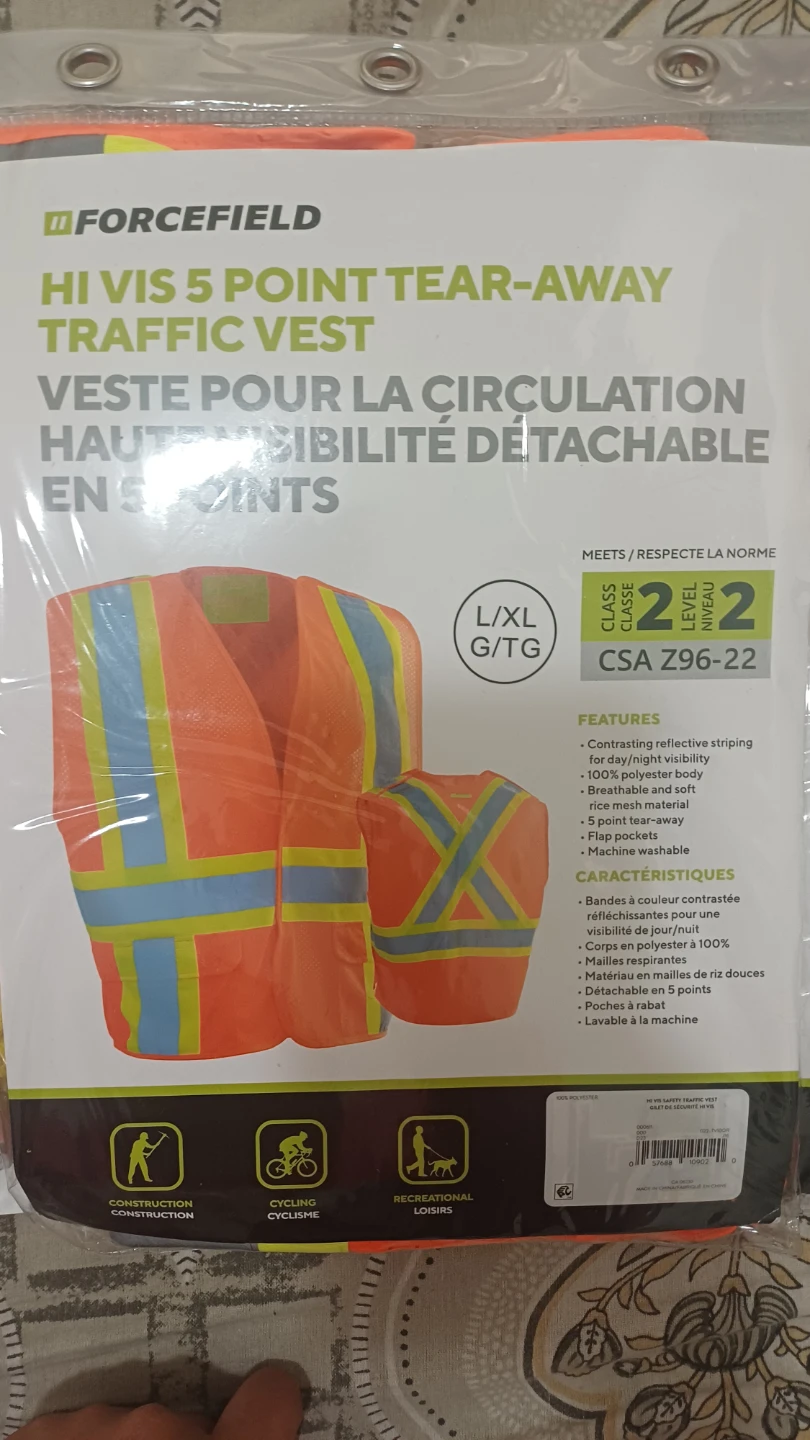 FORCEFIELD Hi Vis 5 Point Tear-Away Traffic Vest L/XL
