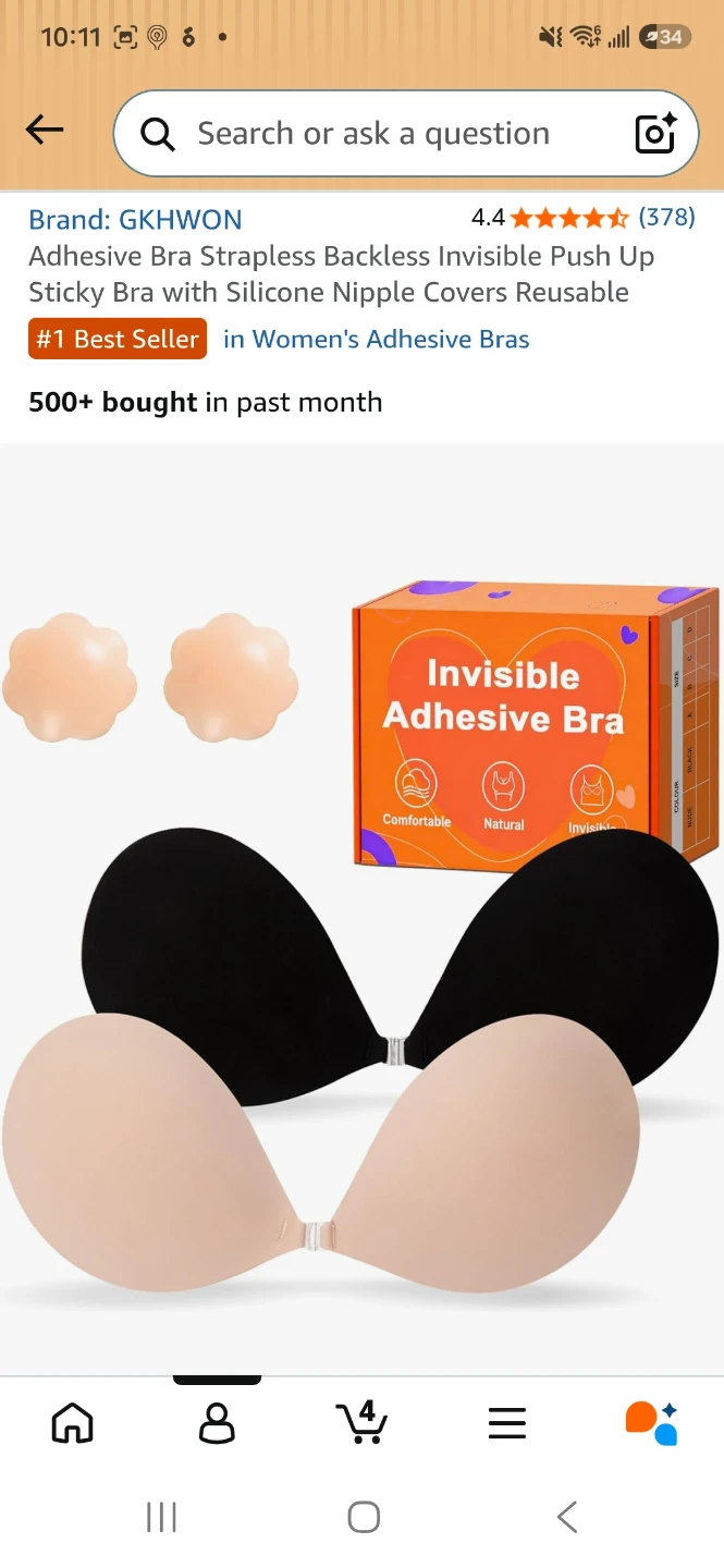 Adhesive Bra Strapless Backless Invisible Push Up Sticky Bra