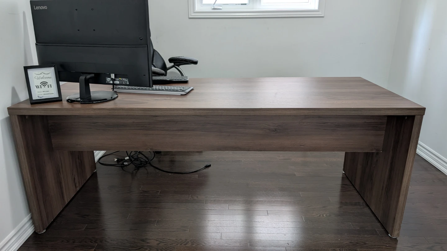 Large wood finish office desk
