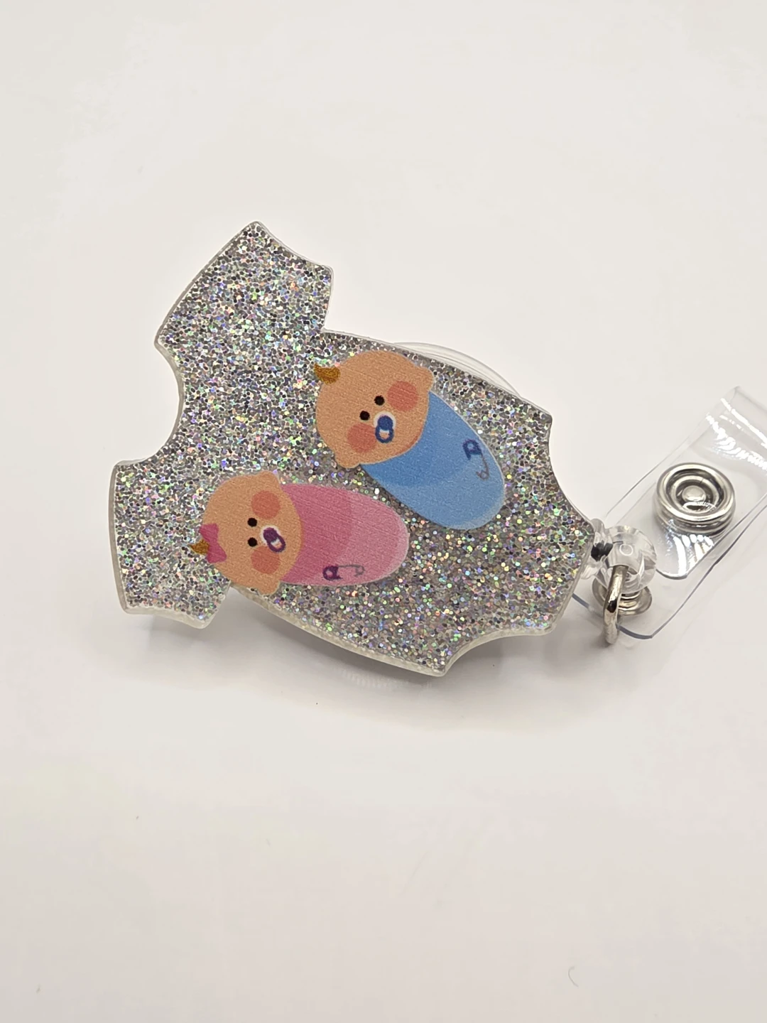 Retractable Silver Glitter Baby ID Badge - photo 2