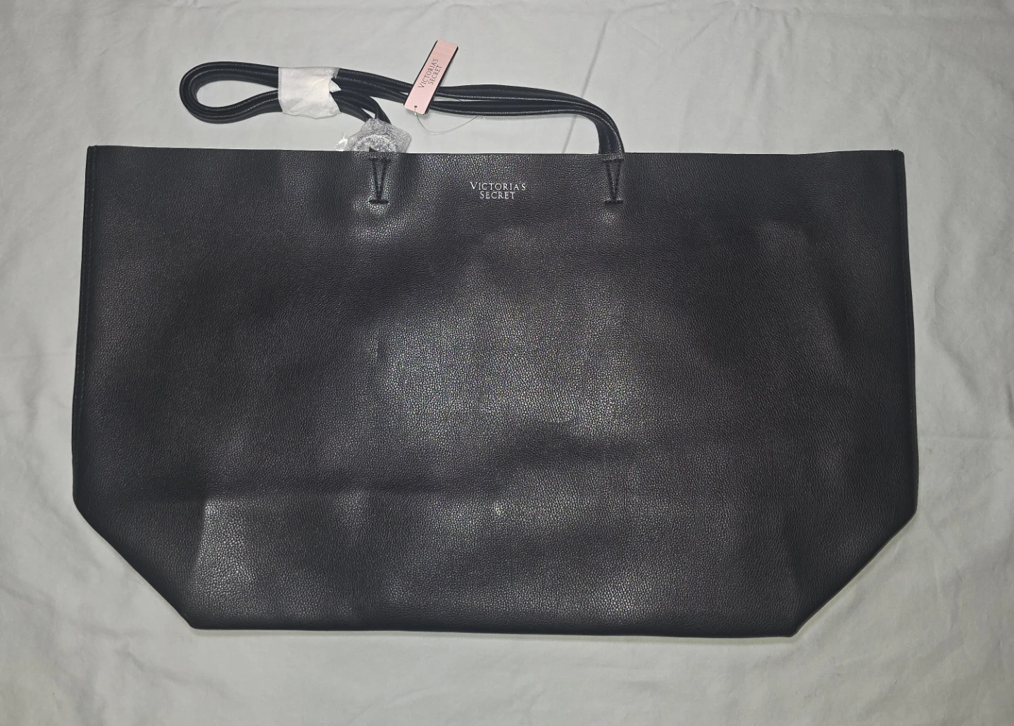 Victoria's Secret Black Faux Leather Tote Bag