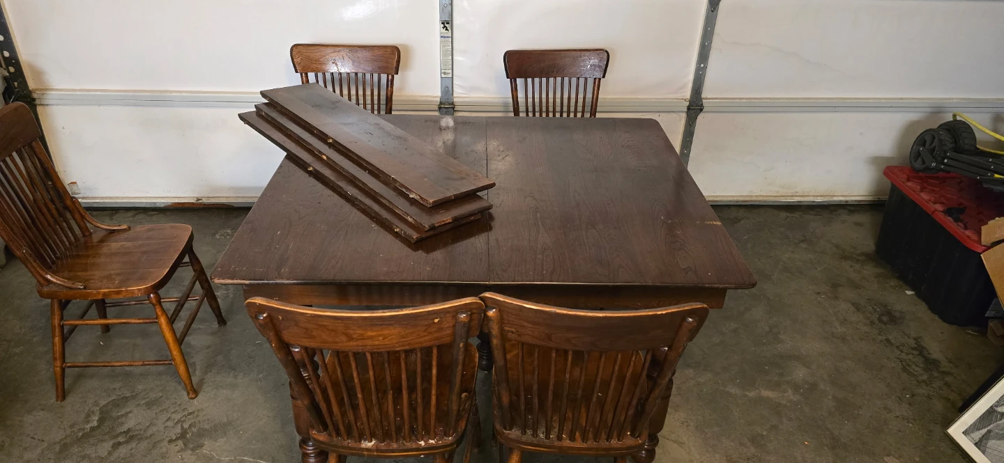 Vintage Wooden Dining Table with Extension Leaves