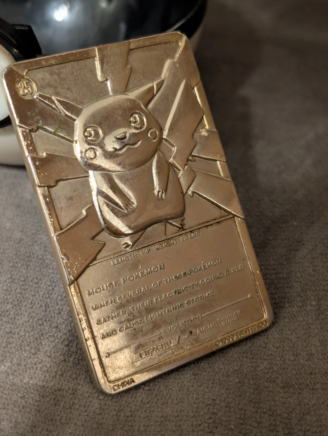 Vintage 1999 BK Pokémon Pikachu 23K Gold-Plated Card - photo 3