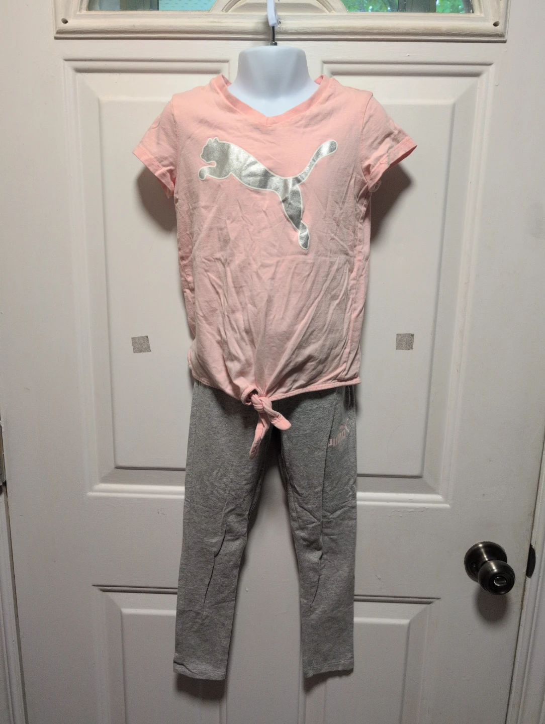 Puma Pink T-shirt and Grey Jogger Set