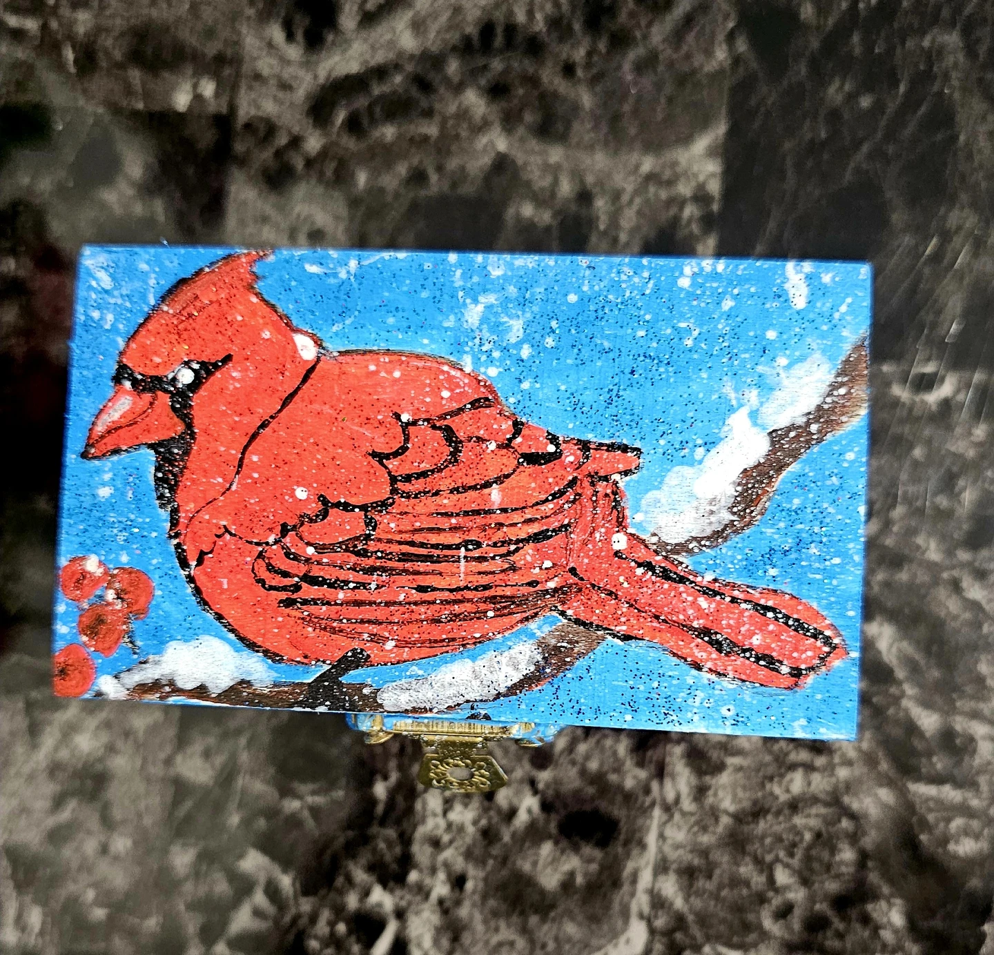 Hand-painted Cardinal Trinket Box