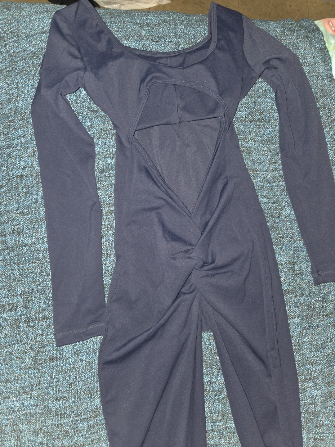 Navy Long Sleeve Cutout Leotard - photo 2