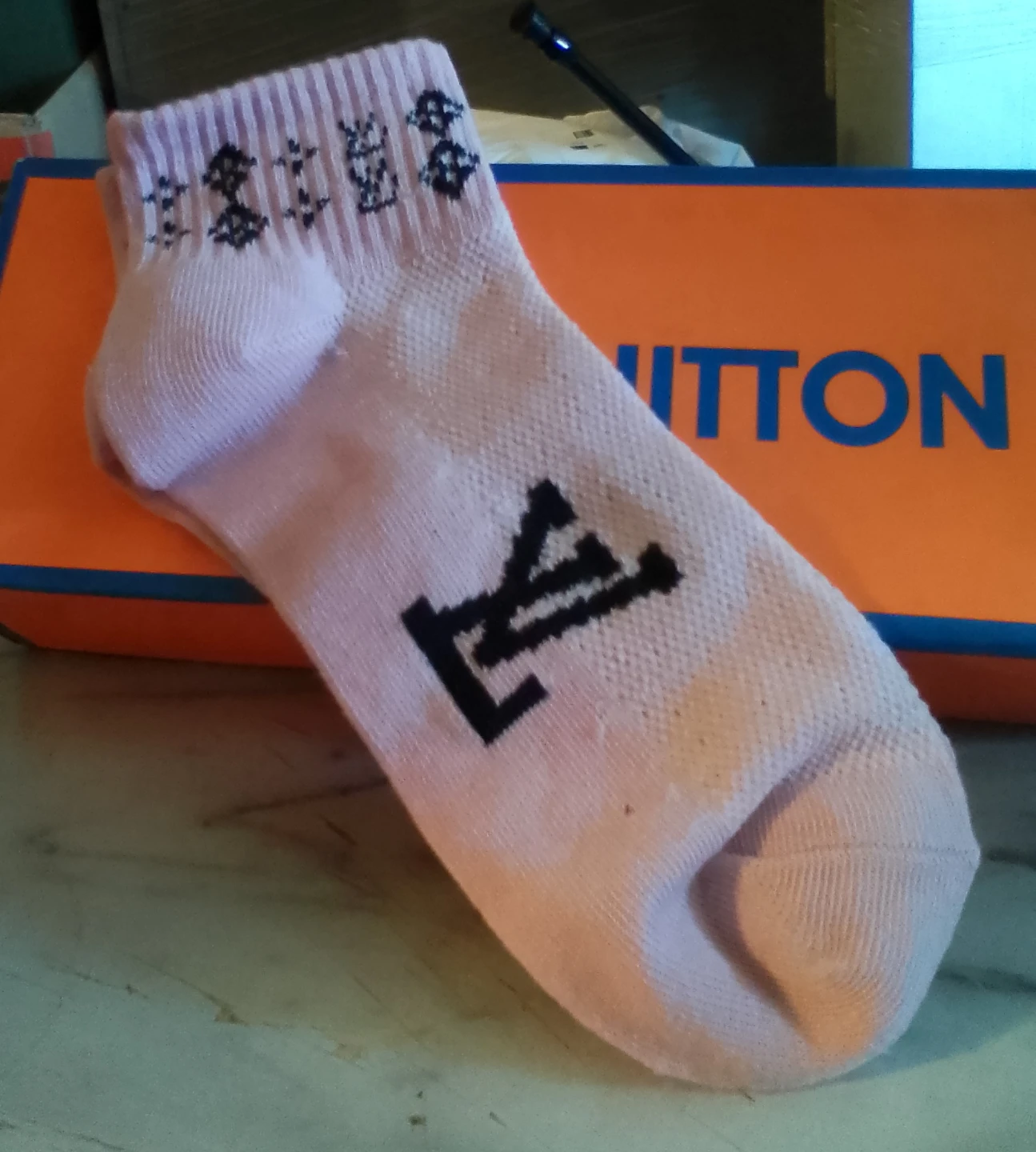 Louis Vuitton Inspired Pink Monogram Socks
