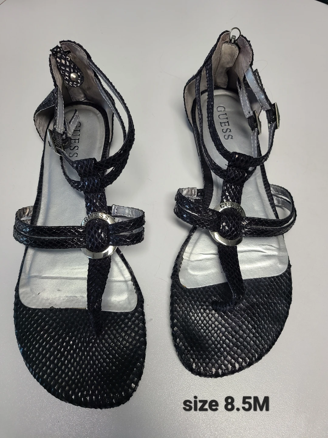 Guess Black T-Strap Sandals Size 8.5M