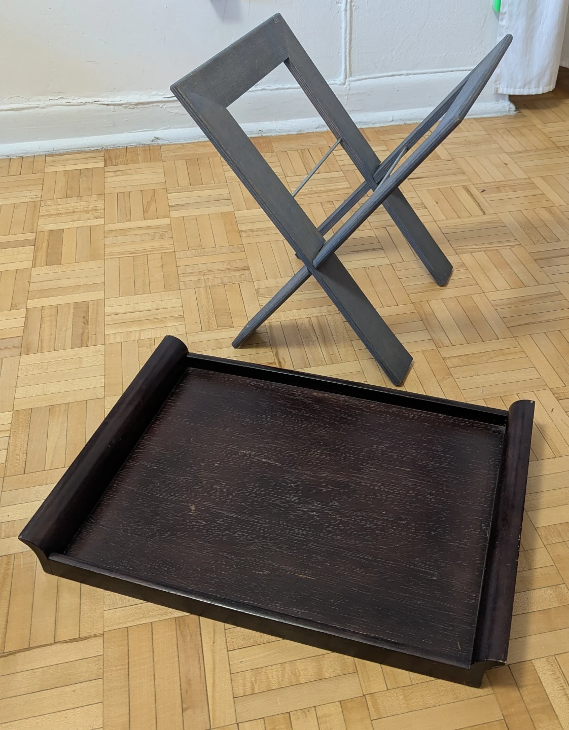 Vintage Bamboo Wood Tray Table With Stand Portable Folding TV - photo 2