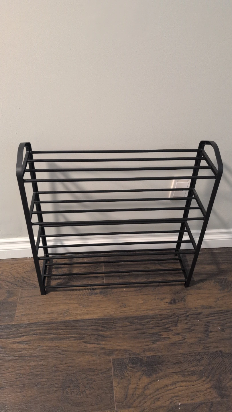 Black Metal 4-Tier Shoe Rack