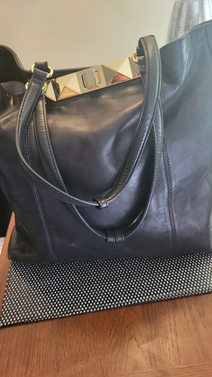Badgley Mischka Black Genuine Leather Tote Bag