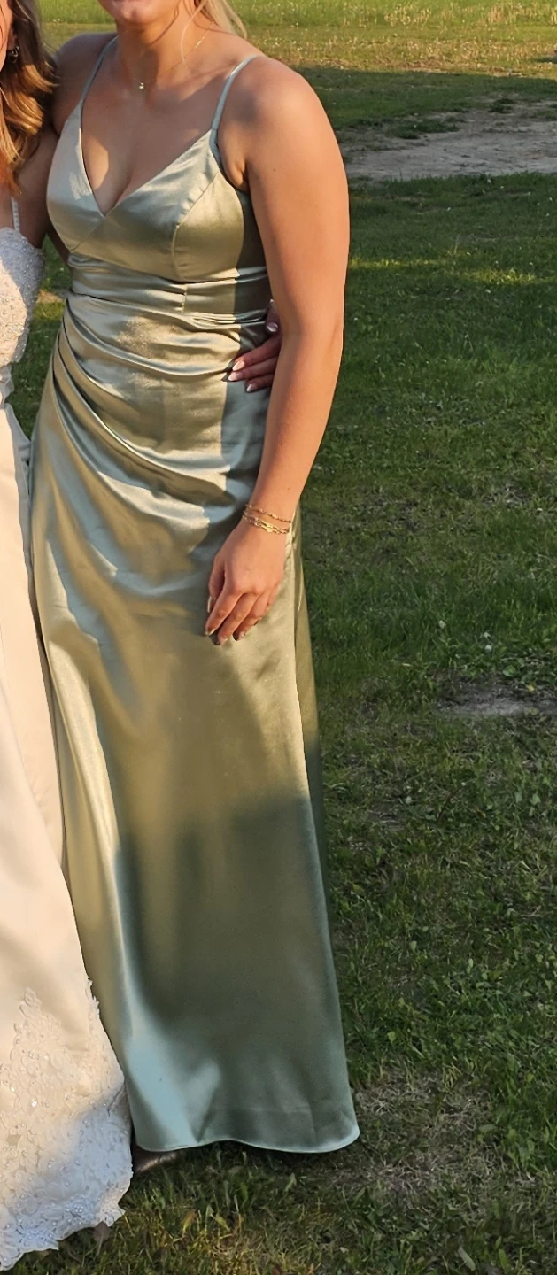Satin Slip Dress - Sage Green