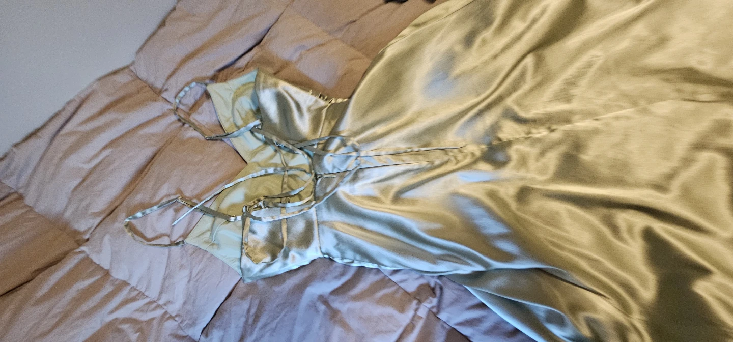 Satin Slip Dress - Sage Green - photo 2