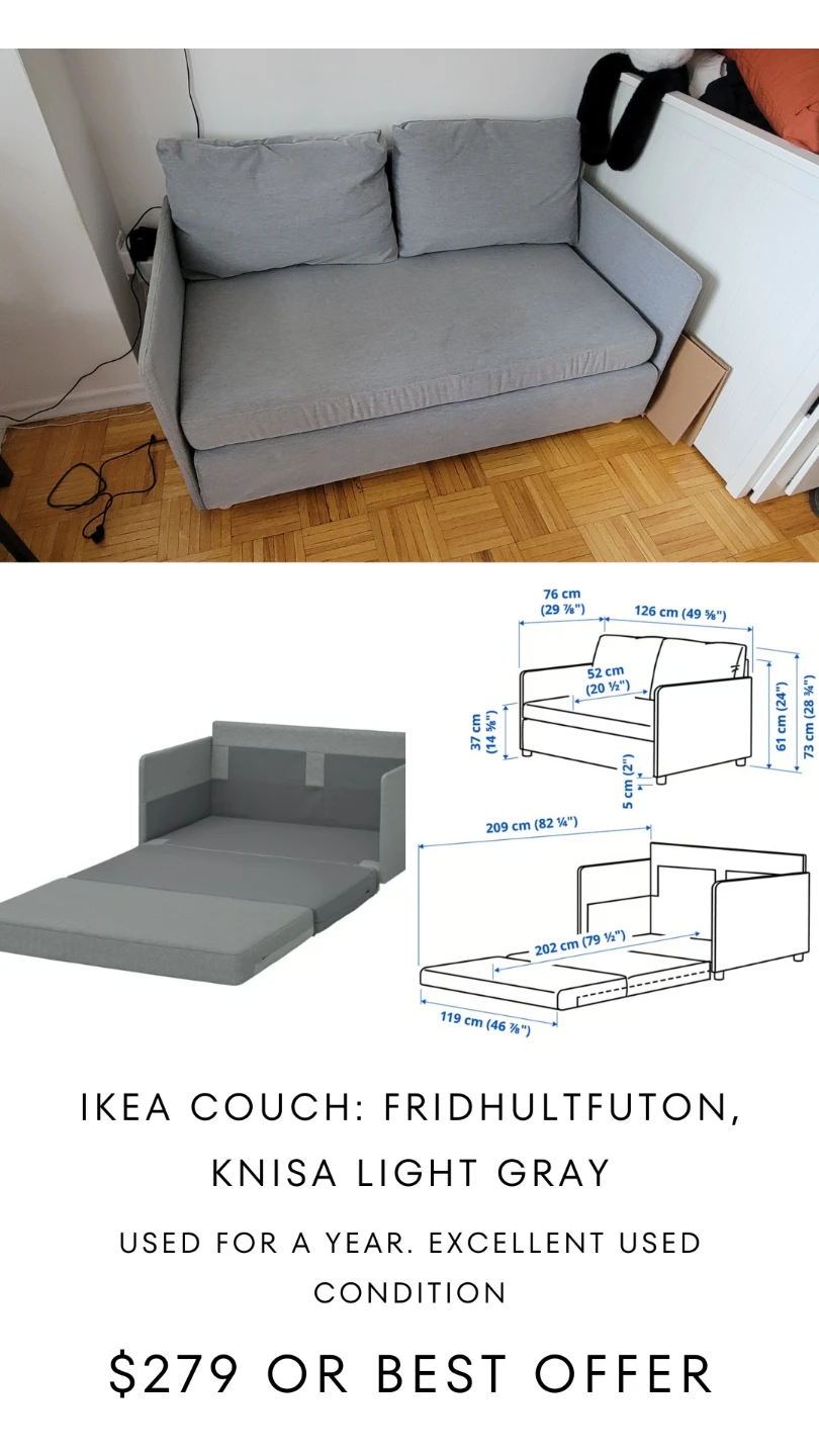 IKEA Fridultfuton Knisa Light Gray Sofa Bed