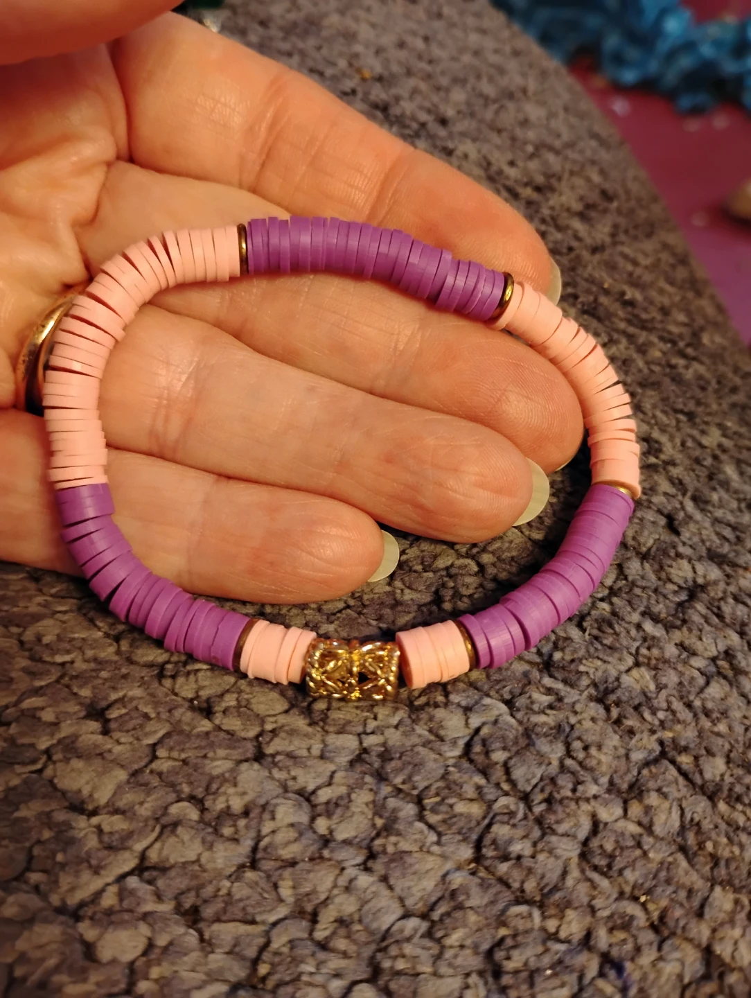 Pink and Purple Beaded Bracelet - photo 2