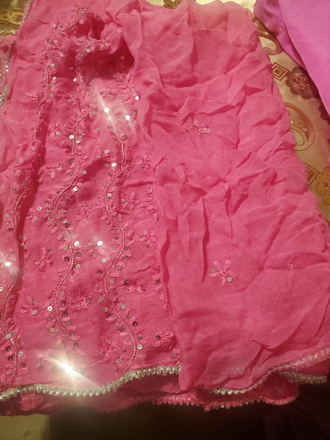 Pink Sequined Kameez with Pants and duppta - photo 4