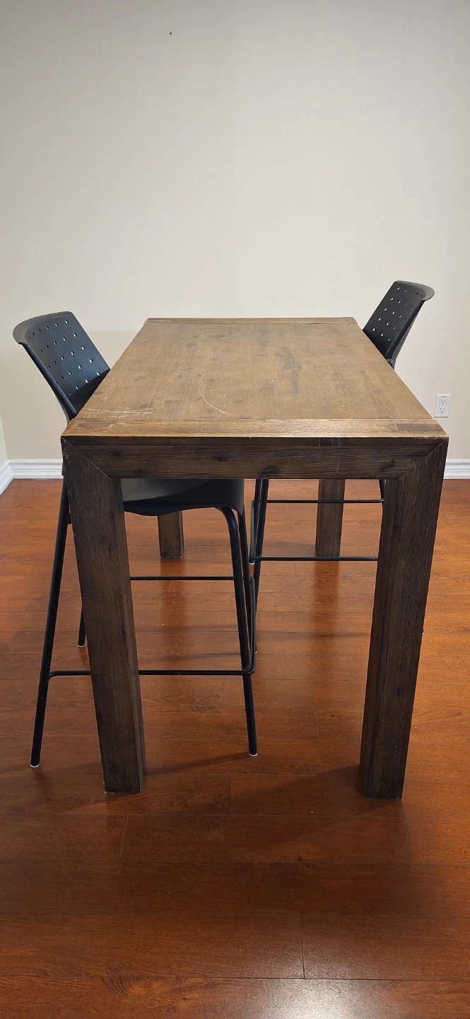 Wooden high table and chairs - photo 2