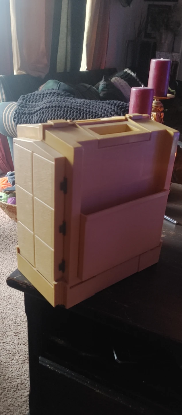Vintage Yellow Plastic Organizer Box with Handle