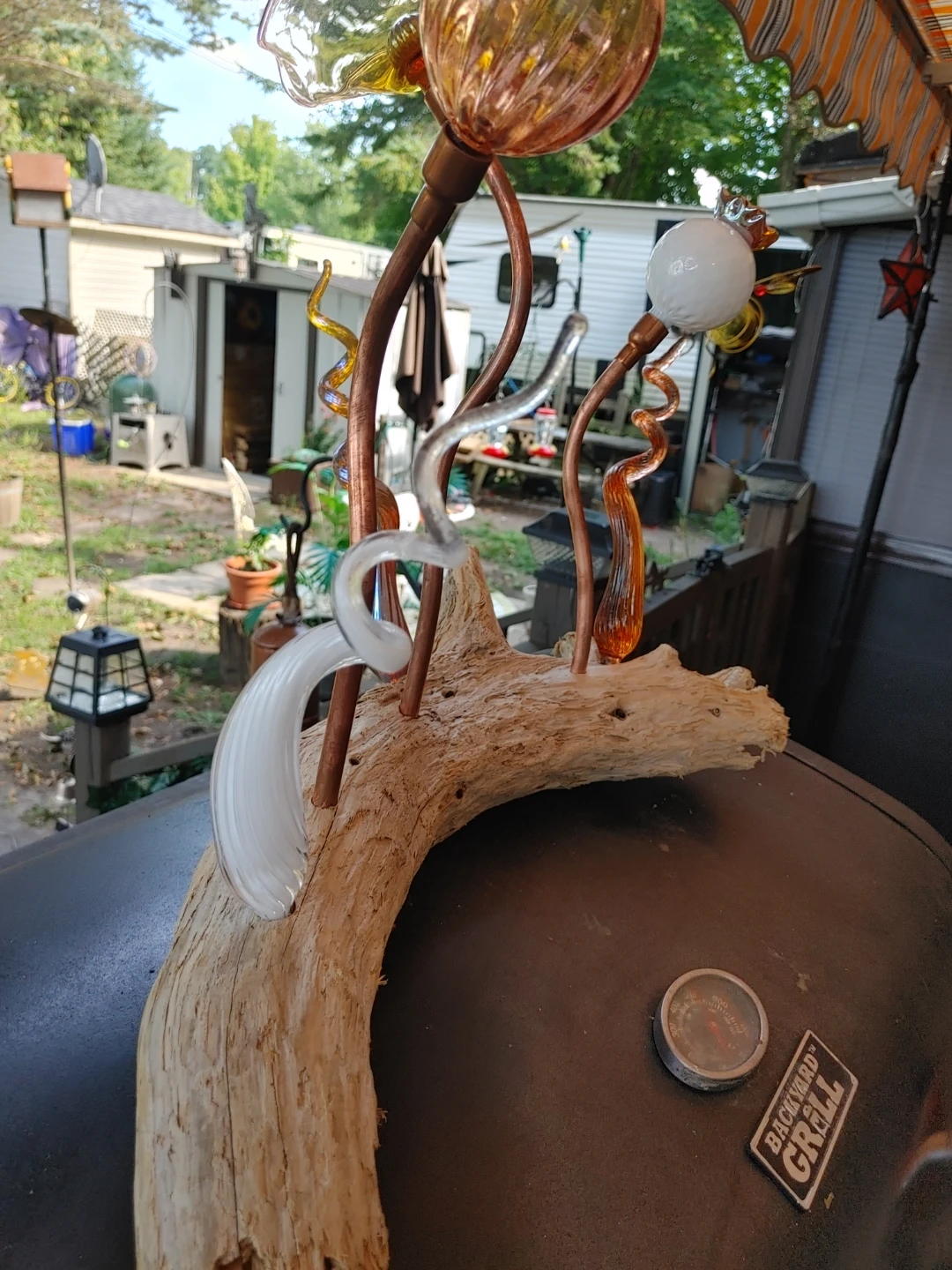 Driftwood and Glass Garden Sculpture - photo 2