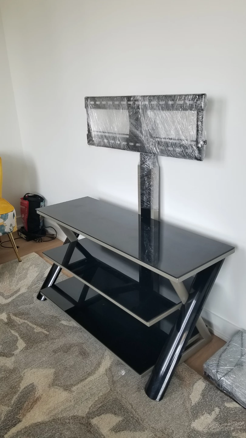 Black Glass TV Stand with Mount