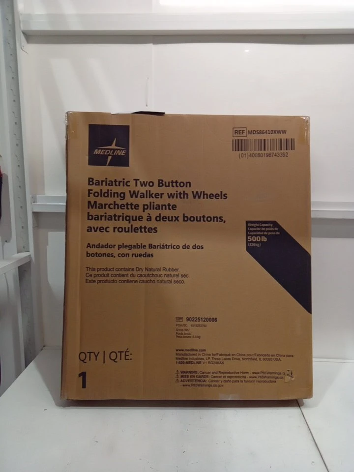 New -Medline Bariatric Folding Walker with Wheels - photo 2