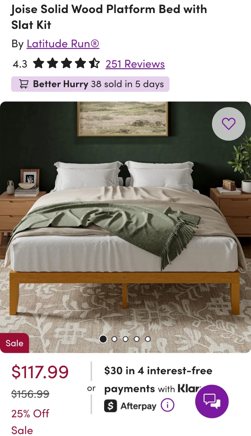 Double/Full Platform Bed Frame 14" - photo 3