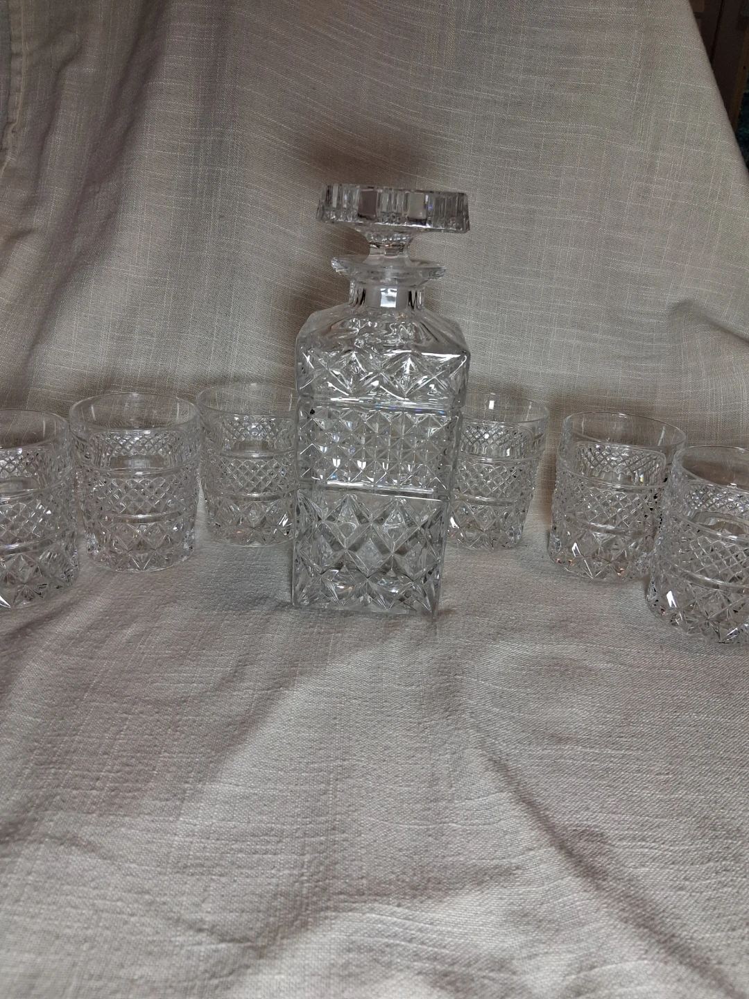 Bohemian Crystal Decanter and 6 Glasses Set
