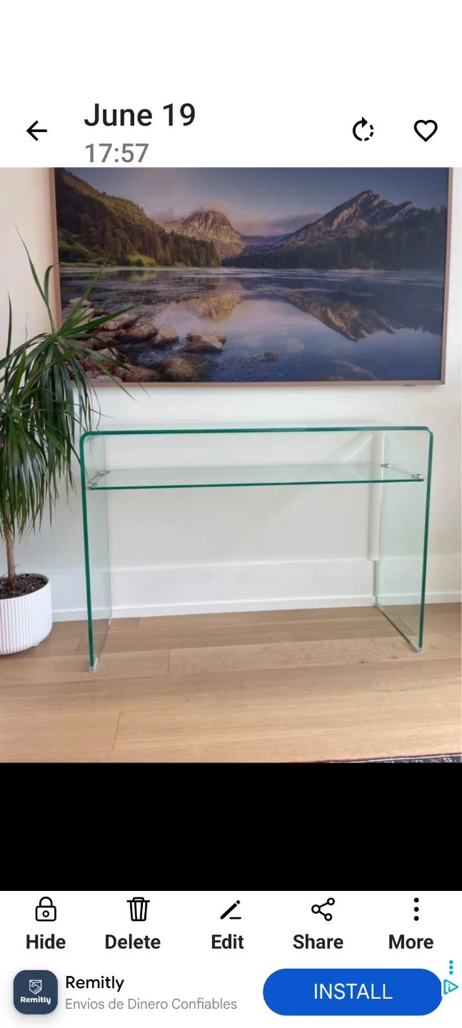 Bent Glass Console Table