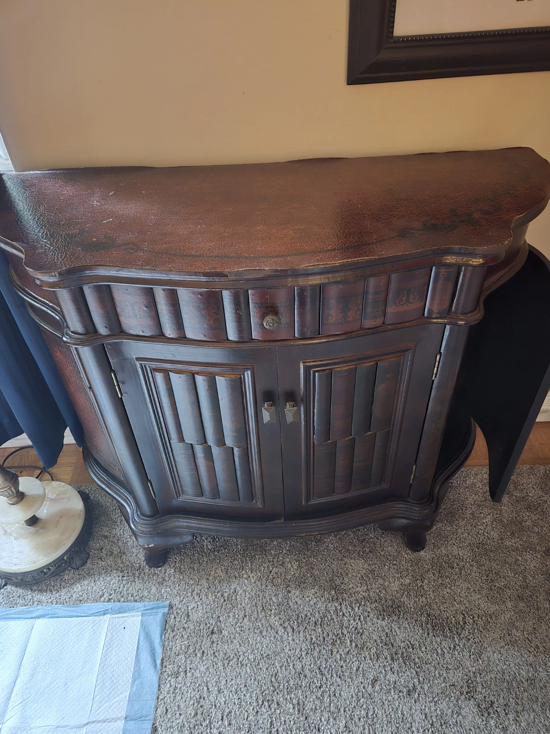 Dark Wood Console Table with Drawer and Doors - photo 2