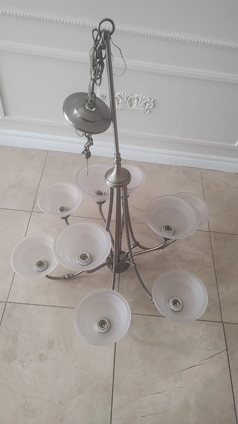 8-light Chandelier with Frosted Glass Shades