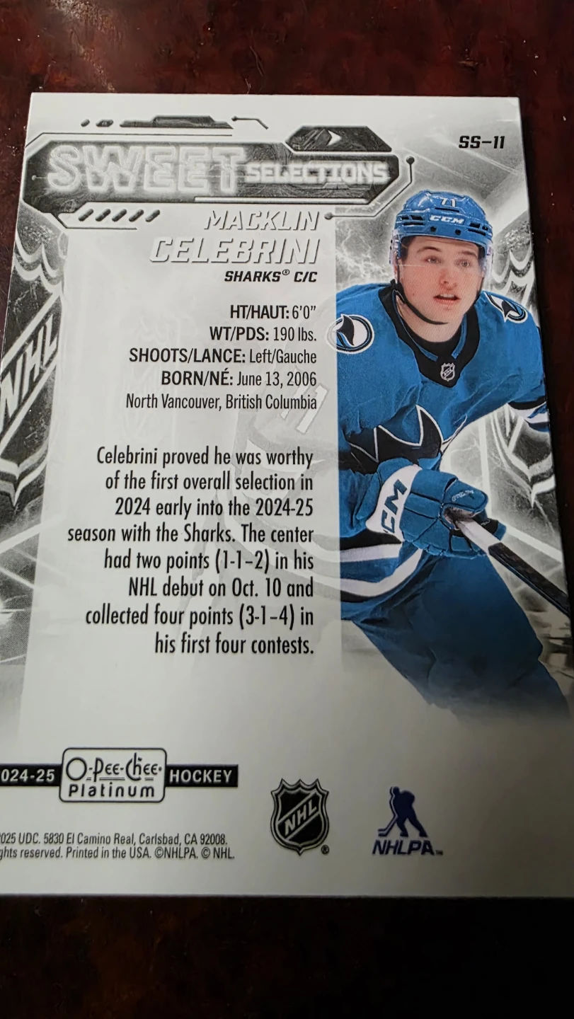 O-Pee-Chee Platinum Macklin Celebrini Hockey Card - photo 2