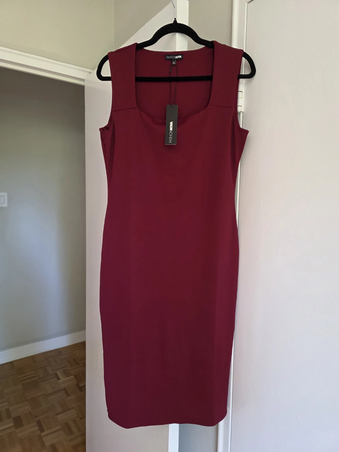 Fashion Nova Double Lined Midi Dress - Wine/Black - Size L
