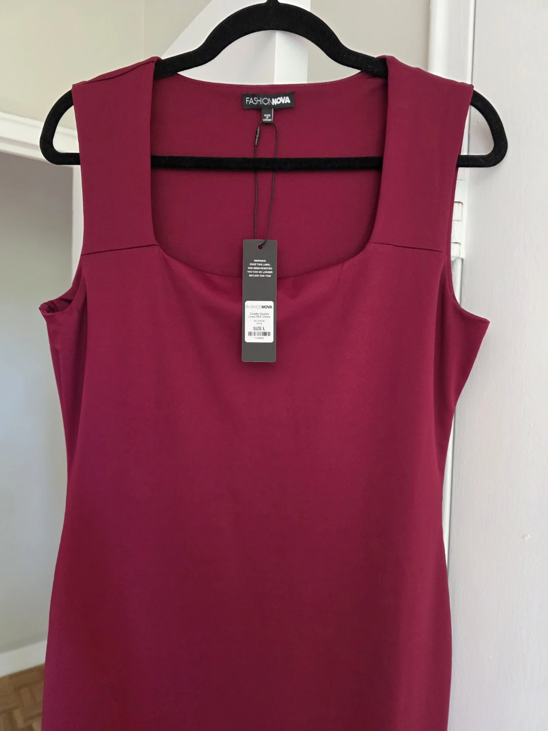 Fashion Nova Double Lined Midi Dress - Wine/Black - Size L - photo 2